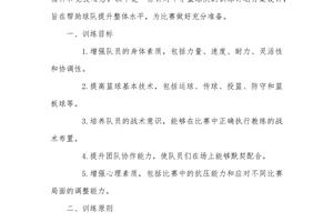 初中男子篮球队训练方案设计
